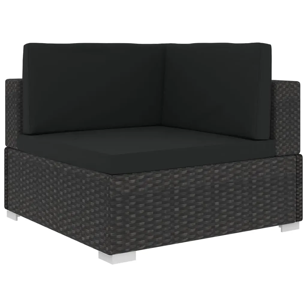 5 Piece Garden Lounge Set with Cushions Poly Rattan Black Price