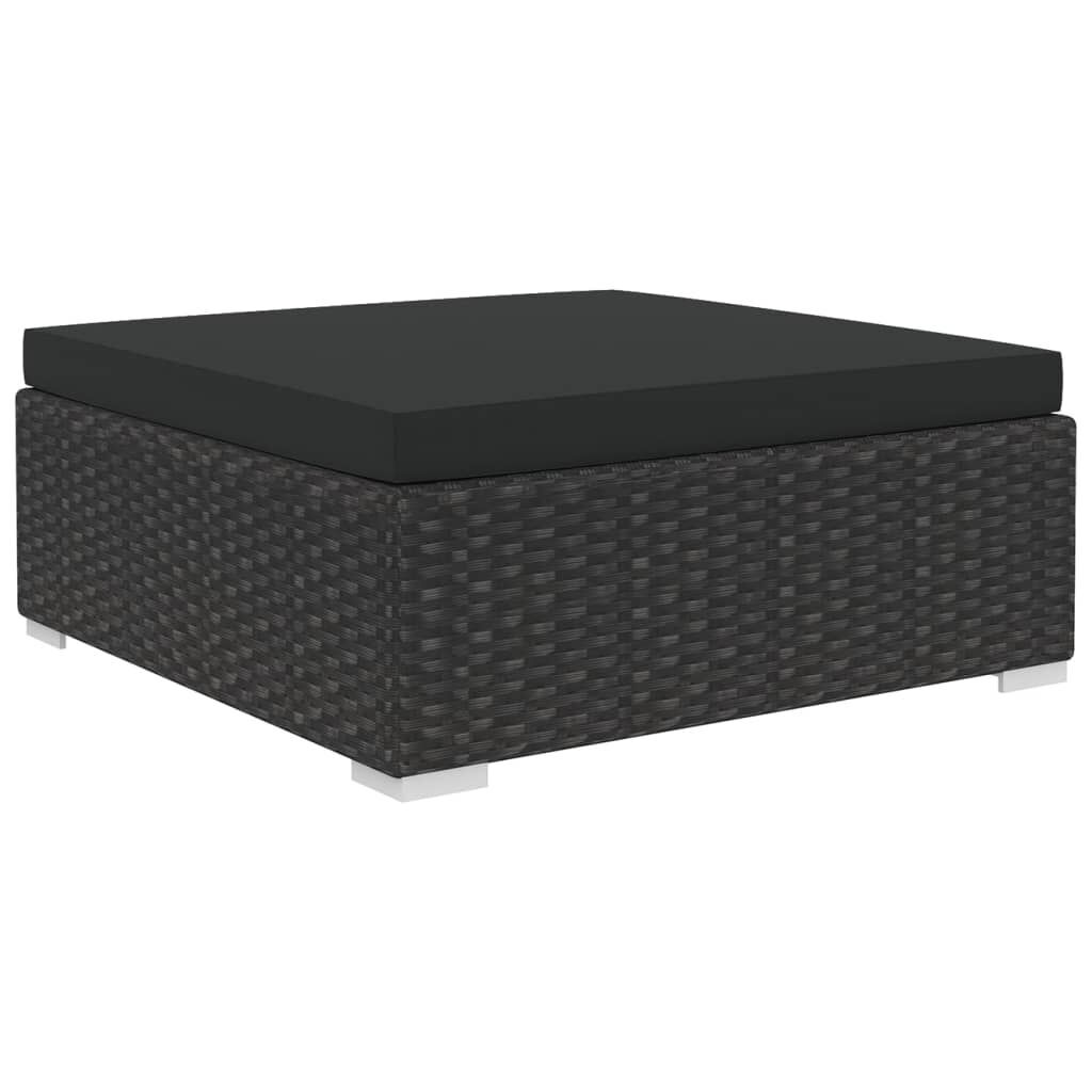10 Piece Garden Lounge Set with Cushions Poly Rattan Black Price