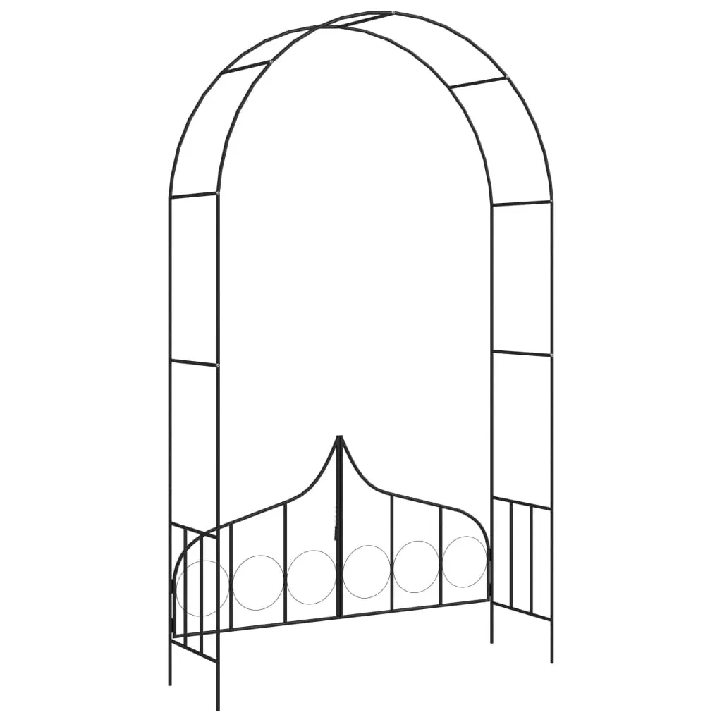 Garden Arch with Gate Black 138x40x238 cm Iron Price