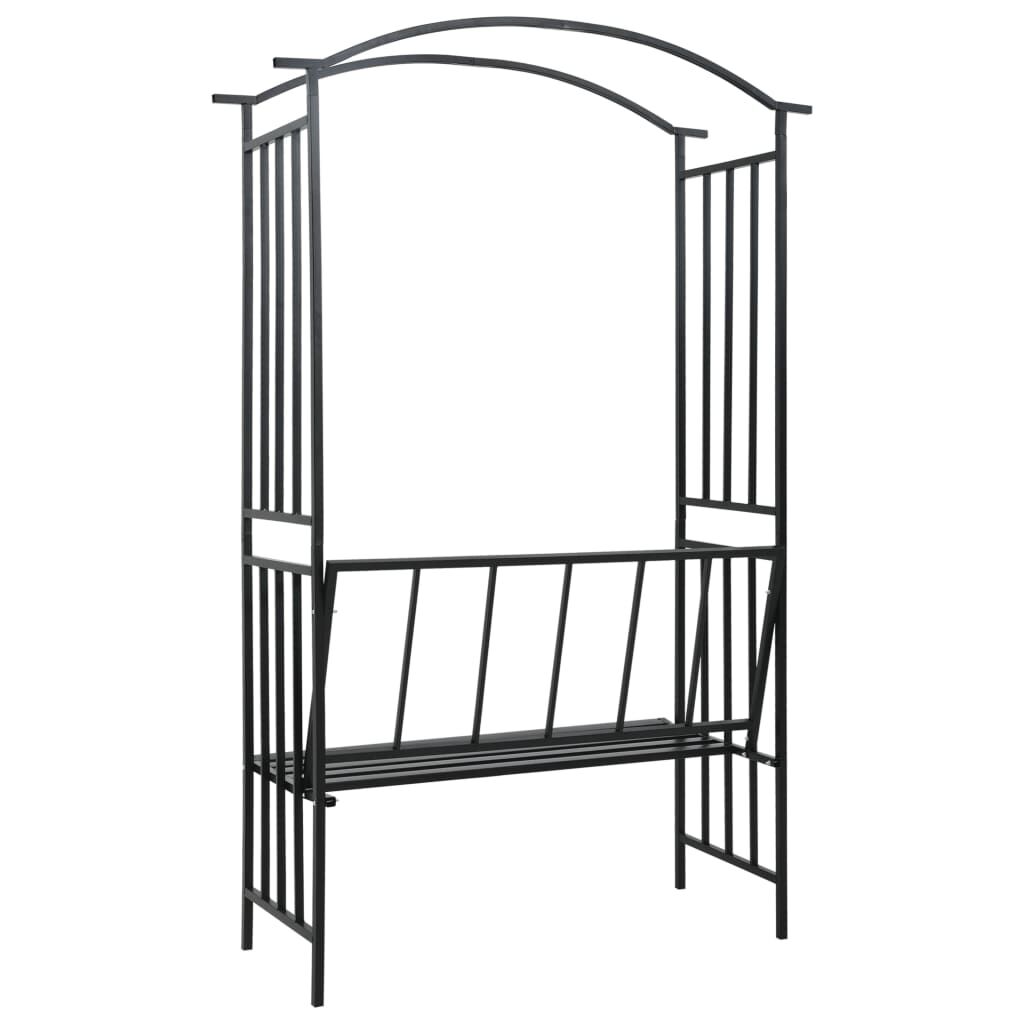 Garden Arch with Bench Black 128x50x207 cm Iron Price