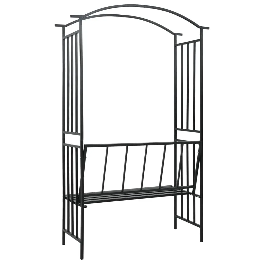 Garden Arch with Bench Black 128x50x207 cm Iron Price