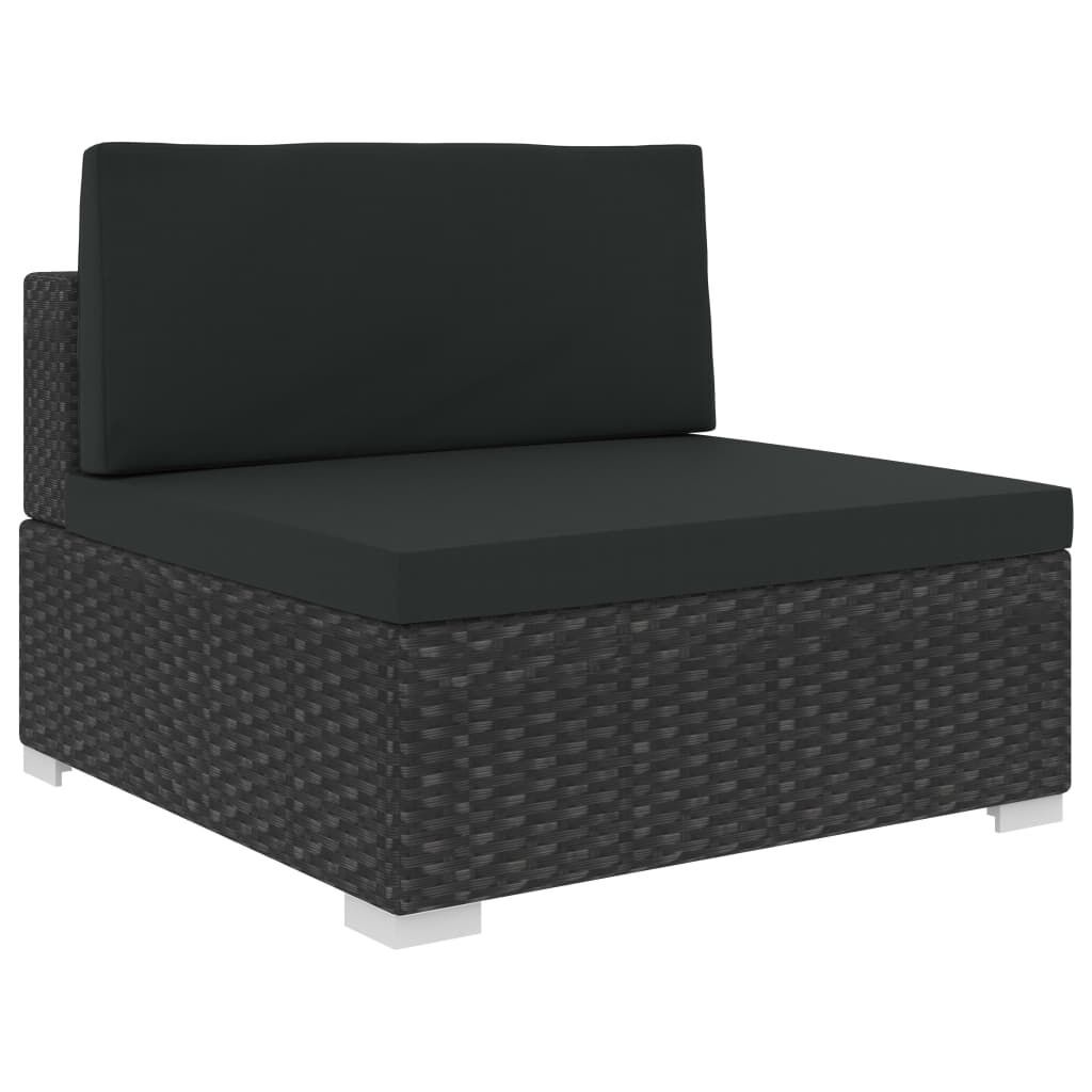 7 Piece Garden Lounge Set Black with Cushions Poly Rattan Price
