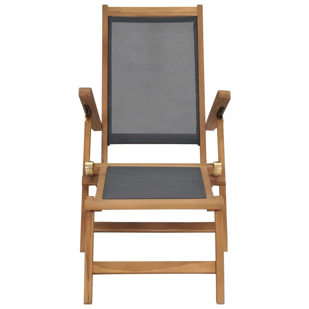 Deck Chair with Footrest Solid Teak Wood Black Price