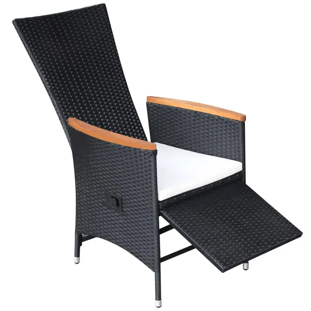 Reclining Garden Chairs 2 pcs with Cushions Poly Rattan Black Price
