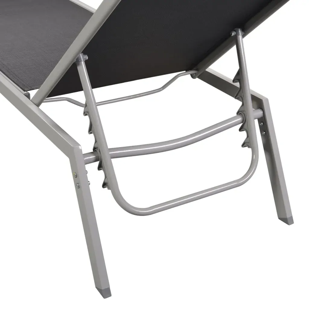Sun Loungers 2 pcs with Table Steel and Textilene Black Price