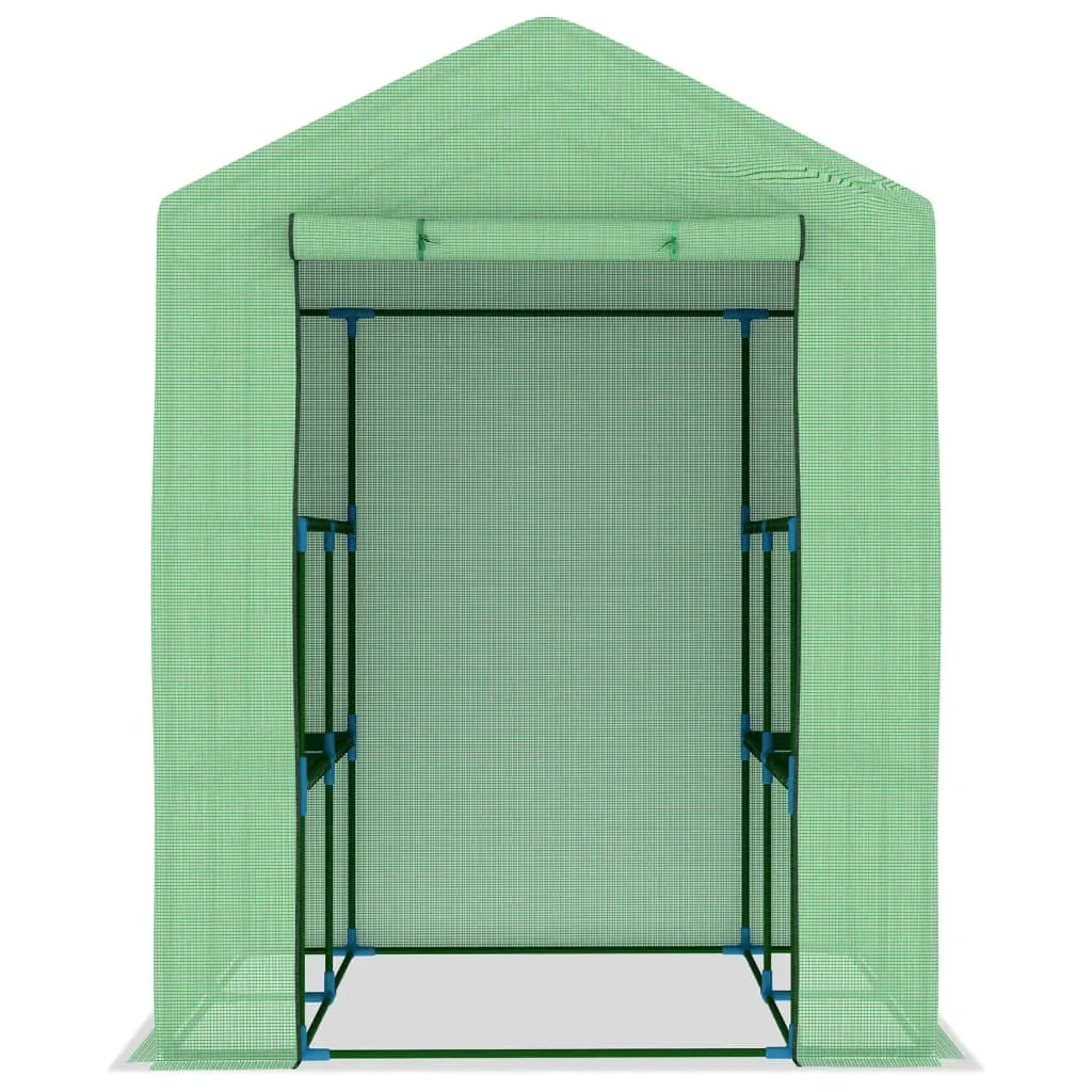 Greenhouse with Shelves Steel 143x143x195 cm Price