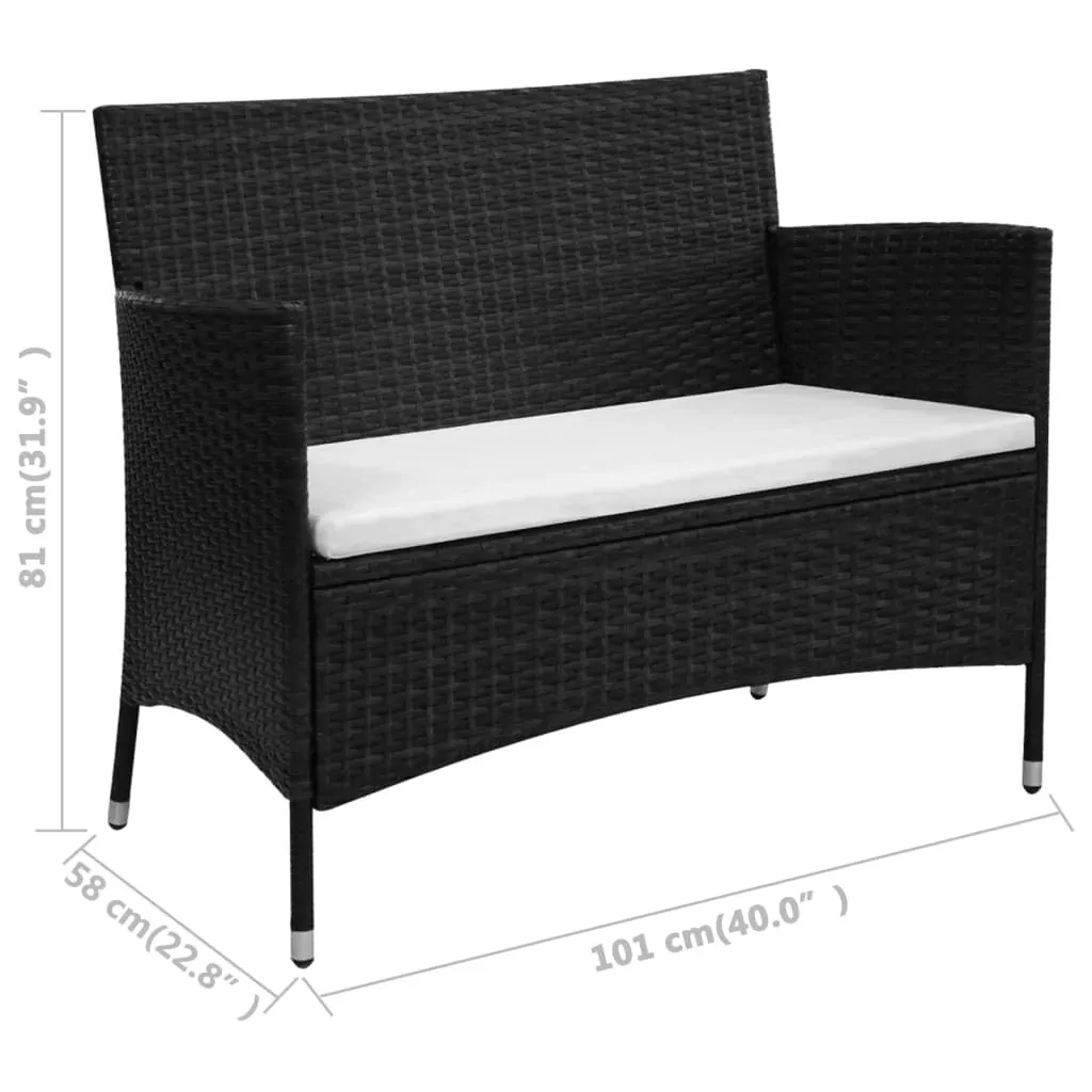 Garden Bench with Cushion Poly Rattan Black Price