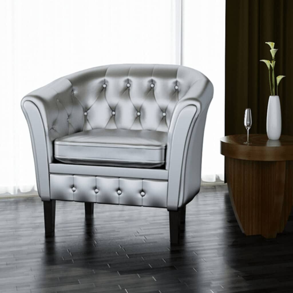 Tub Chair Silver Faux Leather Price