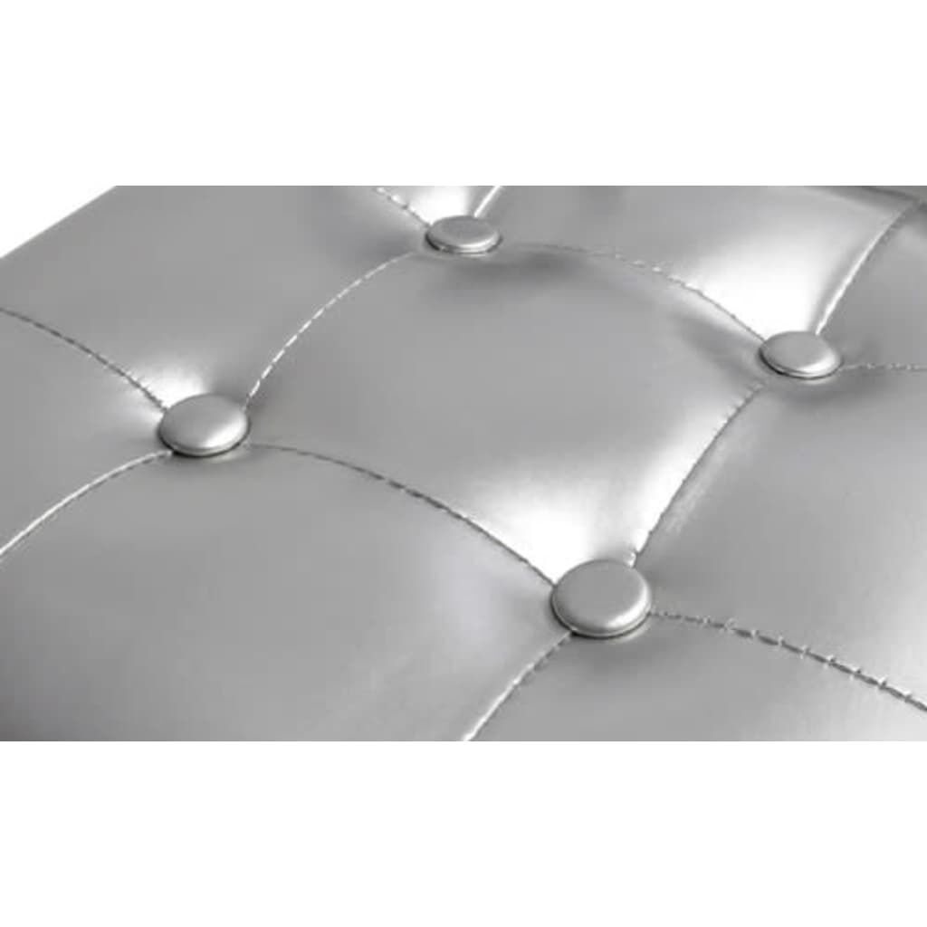 Tub Chair with Footstool Silver Faux Leather Price