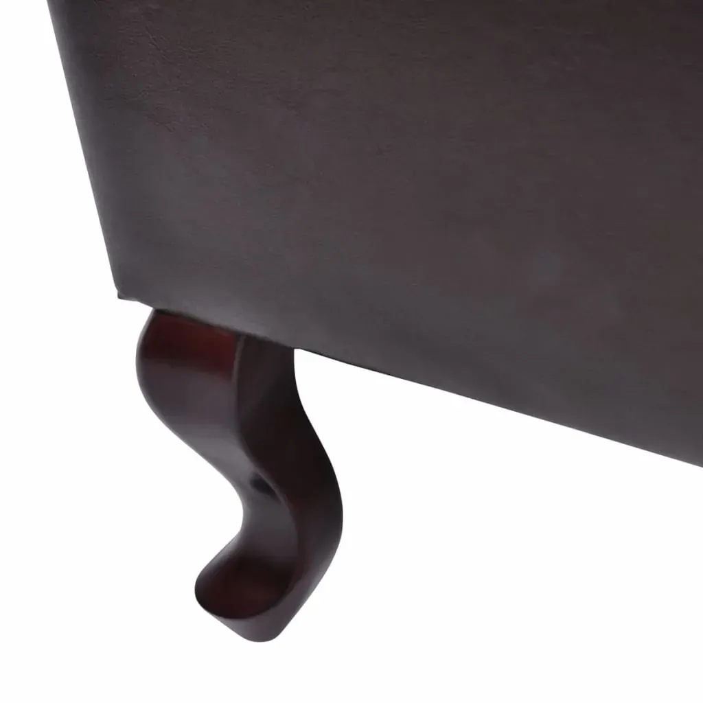 Armchair with Footstool Dark Brown Faux Leather Price