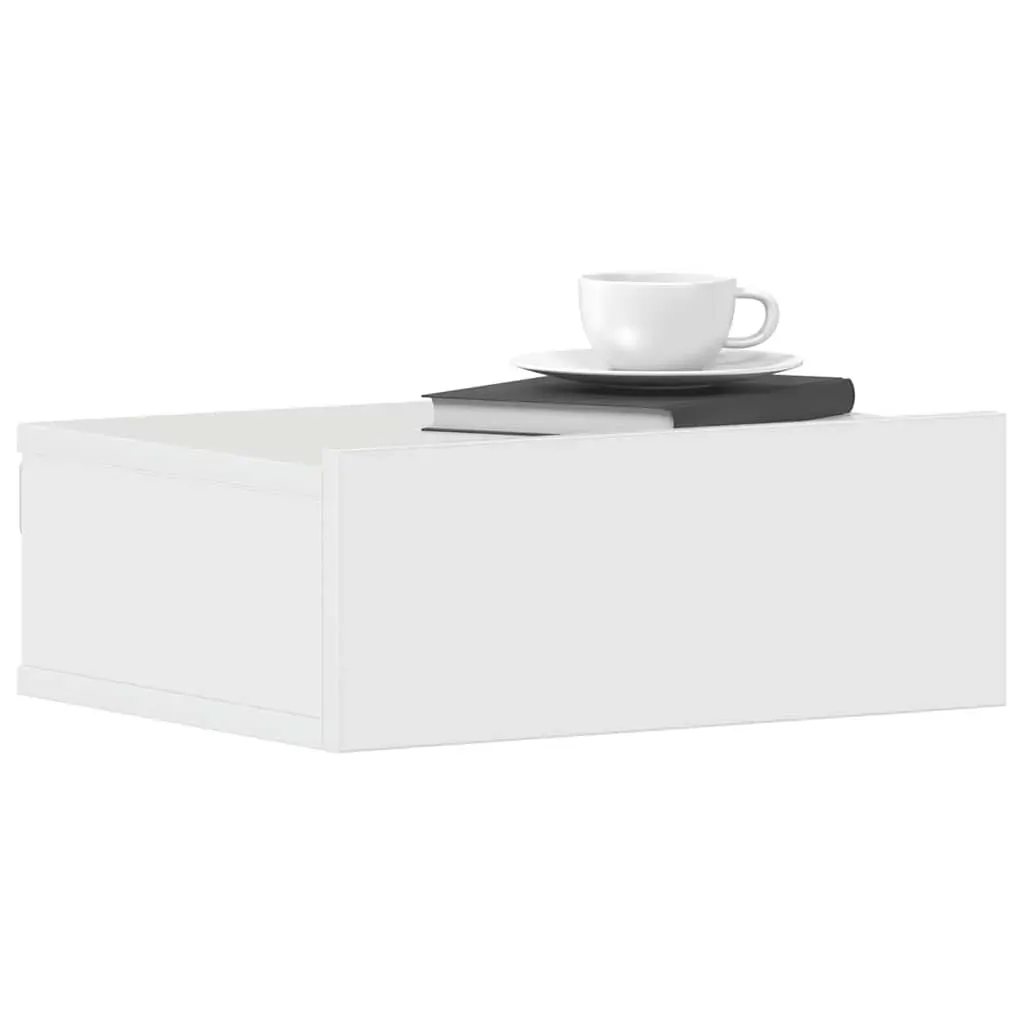 Floating Nightstand High Gloss White 40x30x15 cm Engineered Wood Price