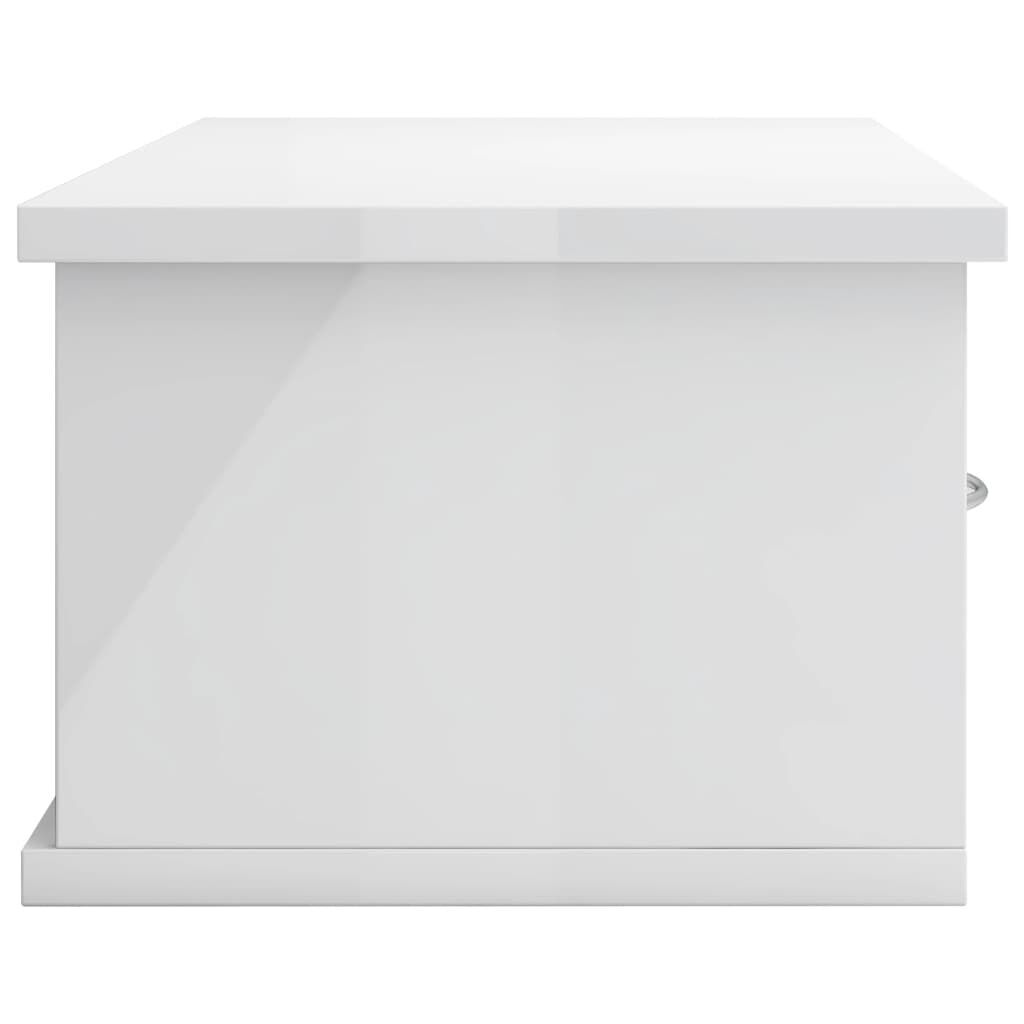 Wall-mounted Drawer Shelf High Gloss White 60x26x18.5 cm Engineered Wood Price