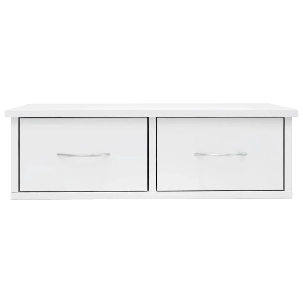 Wall-mounted Drawer Shelf High Gloss White 60x26x18.5 cm Engineered Wood Price