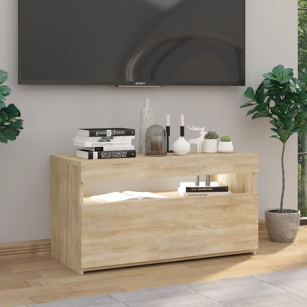 TV Cabinet with LED Lights Sonoma Oak 75x35x40 cm Price