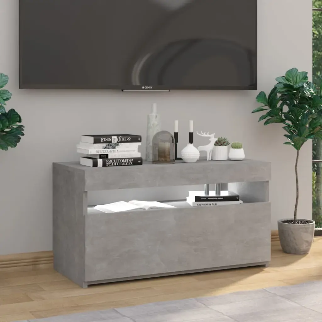 TV Cabinet with LED Lights Concrete Grey 75x35x40 cm Price