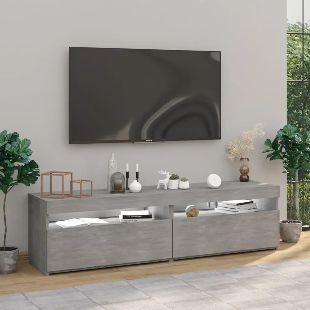 TV Cabinets 2 pcs with LED Lights Concrete Grey 75x35x40 cm Price