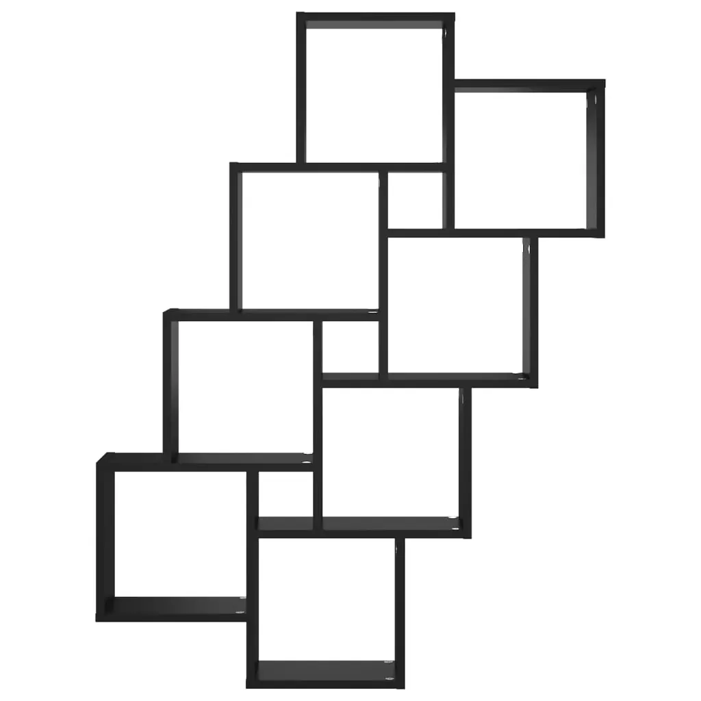 Wall Cube Shelf Black 90x15x119 cm Engineered Wood Price
