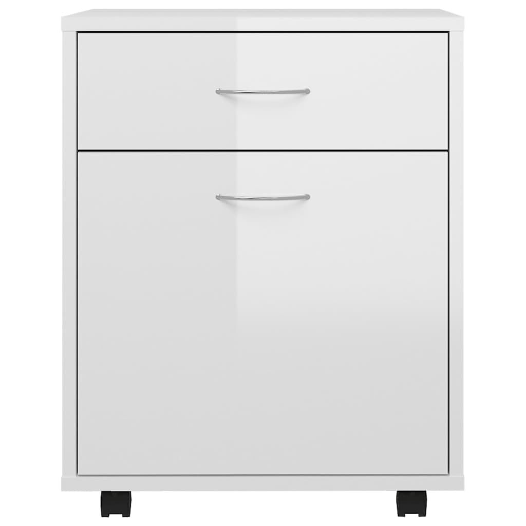 Rolling Cabinet High Gloss White 45x38x54 cm Engineered Wood Price