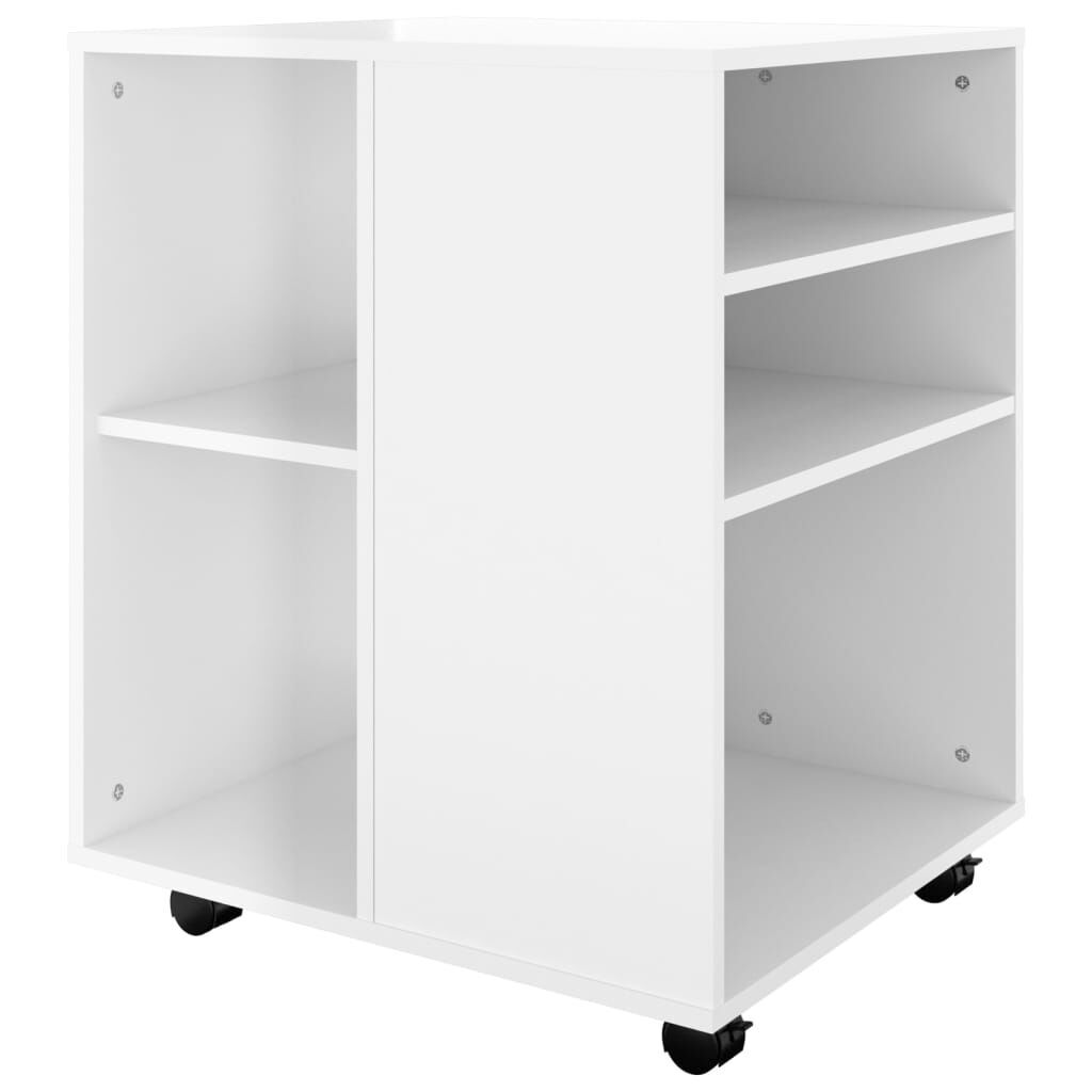 Rolling Cabinet High Gloss White 60x53x72 cm Engineered Wood Price