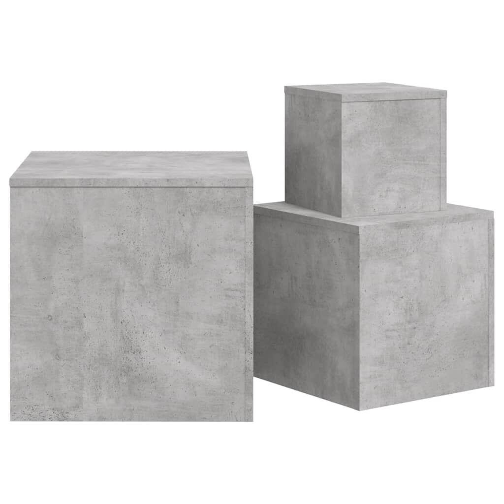 Side Tables 3 pcs Concrete Grey Engineered Wood Price