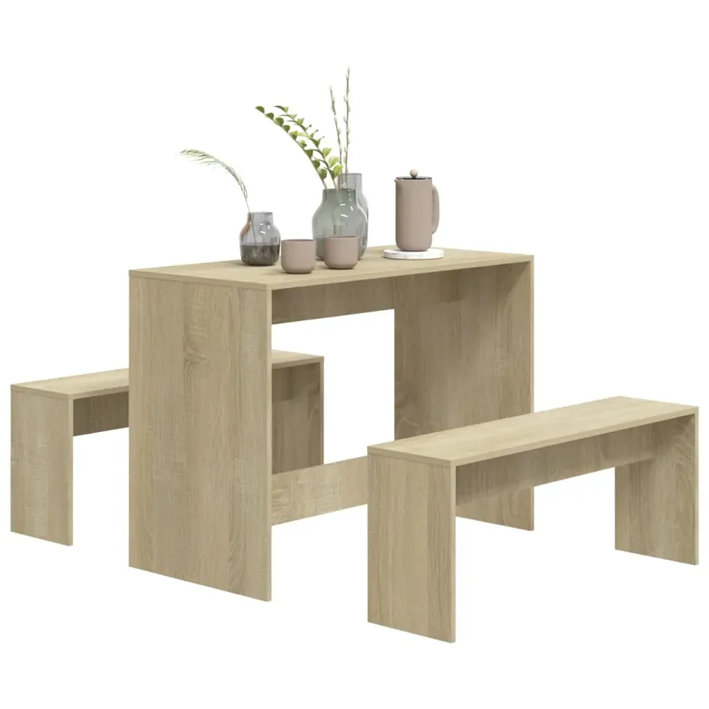 3 Piece Dining Set Sonoma Oak Engineered Wood Price