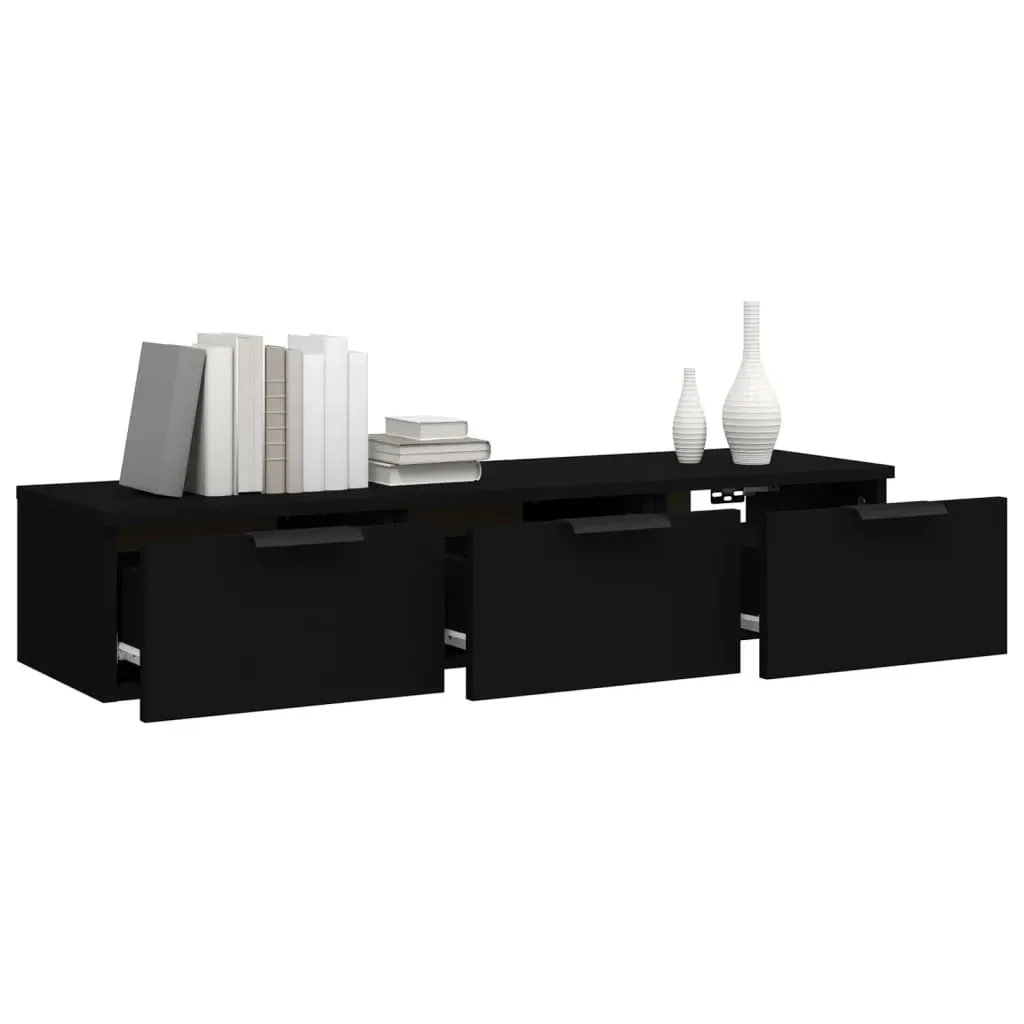 Wall Cabinet Black 102x30x20 cm Engineered Wood Price