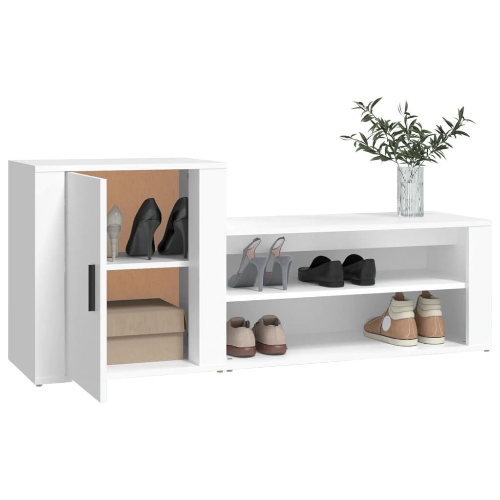 Shoe Cabinet White 130x35x54 cm Engineered Wood Price
