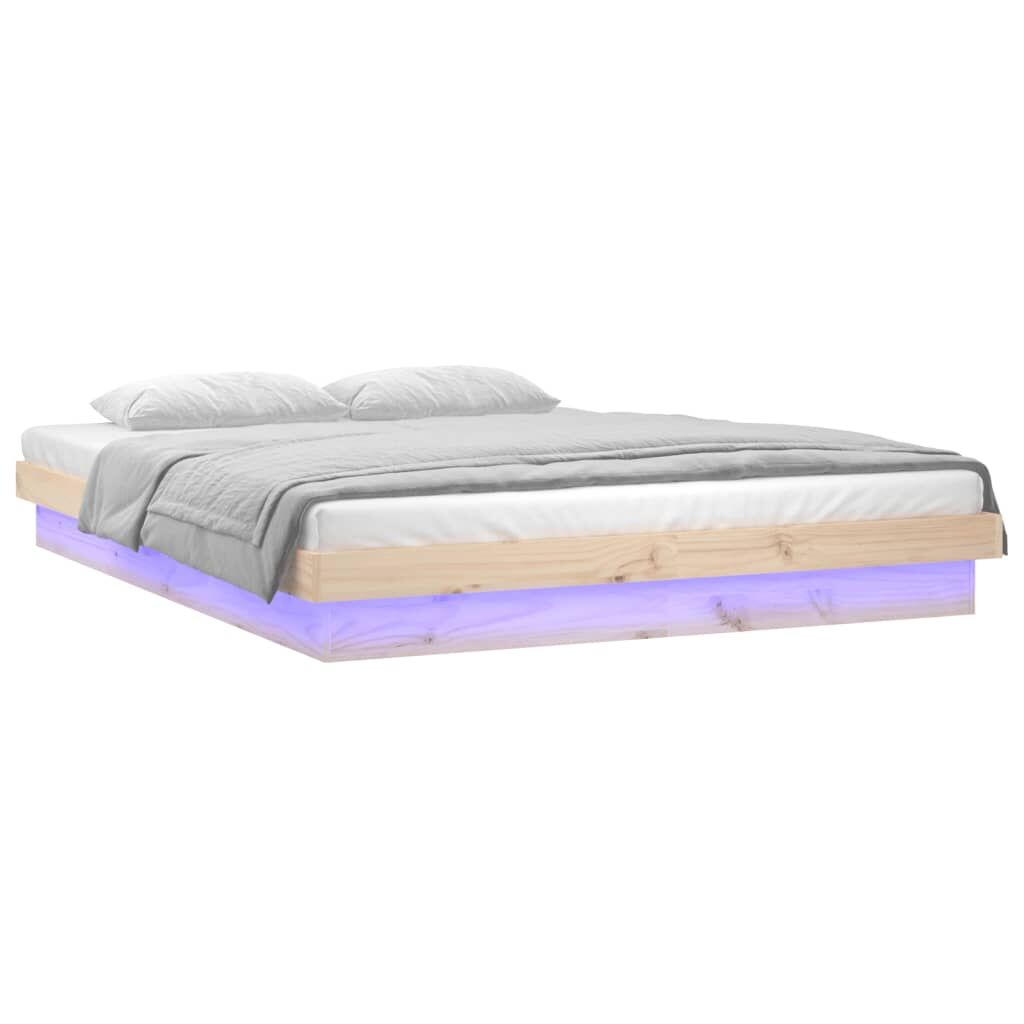 LED Bed Frame without Mattress 183x203 cm King Solid Wood Price