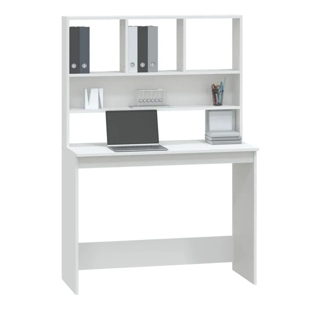 Desk with Shelves White 102x45x148 cm Engineered Wood Price