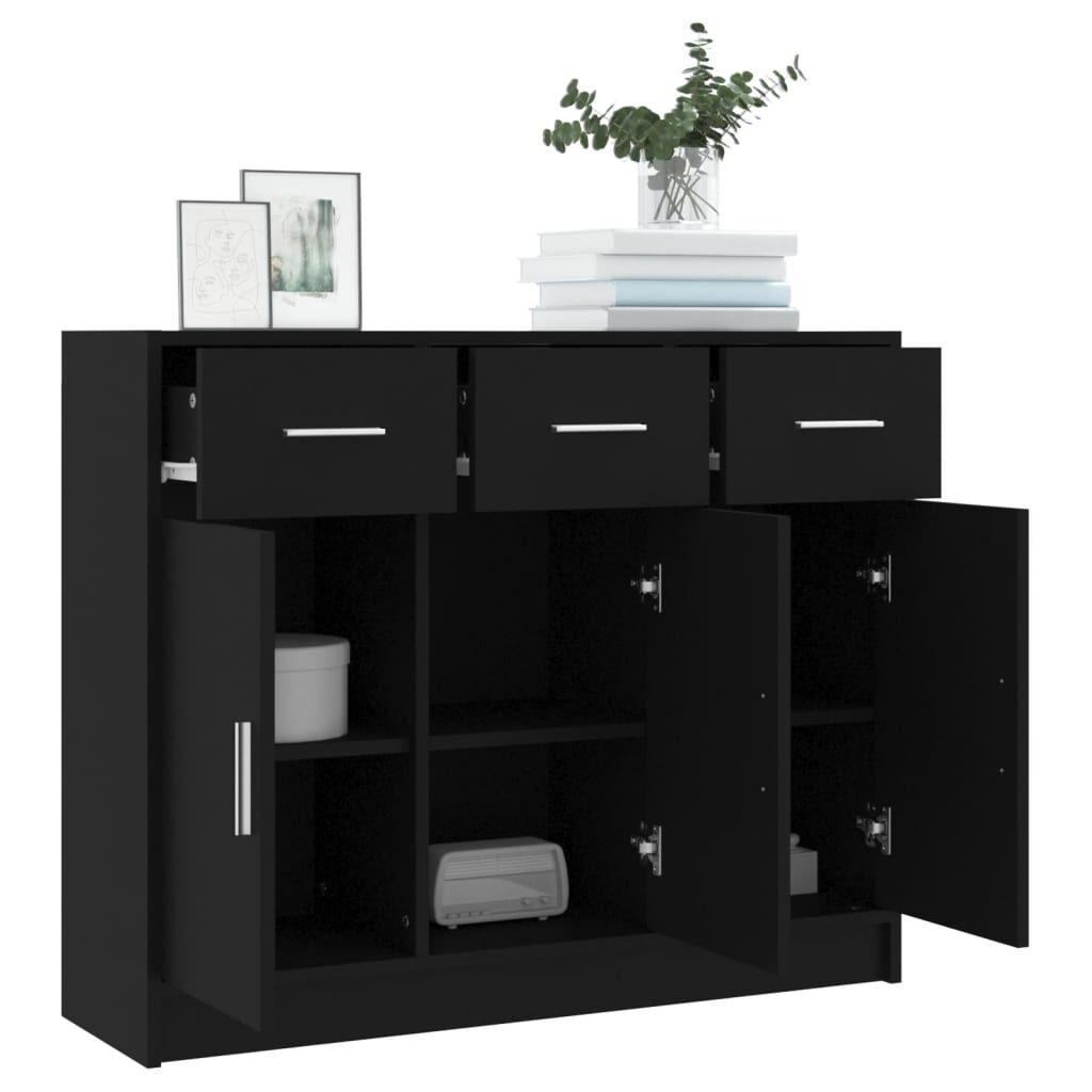 Sideboard Black 91x28x75 cm Engineered Wood Price