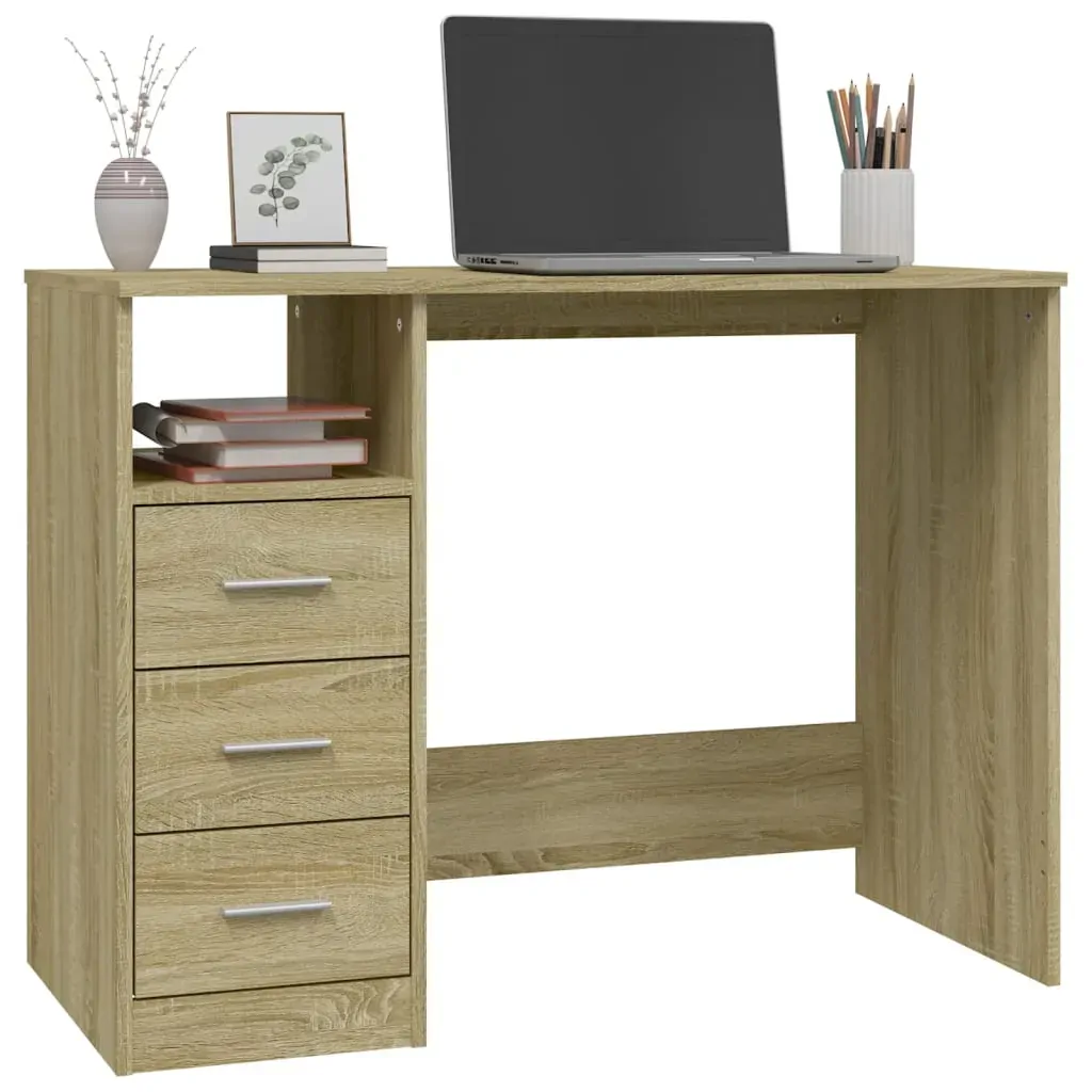 Desk with Drawers Sonoma Oak 102x50x76 cm Engineered Wood Price