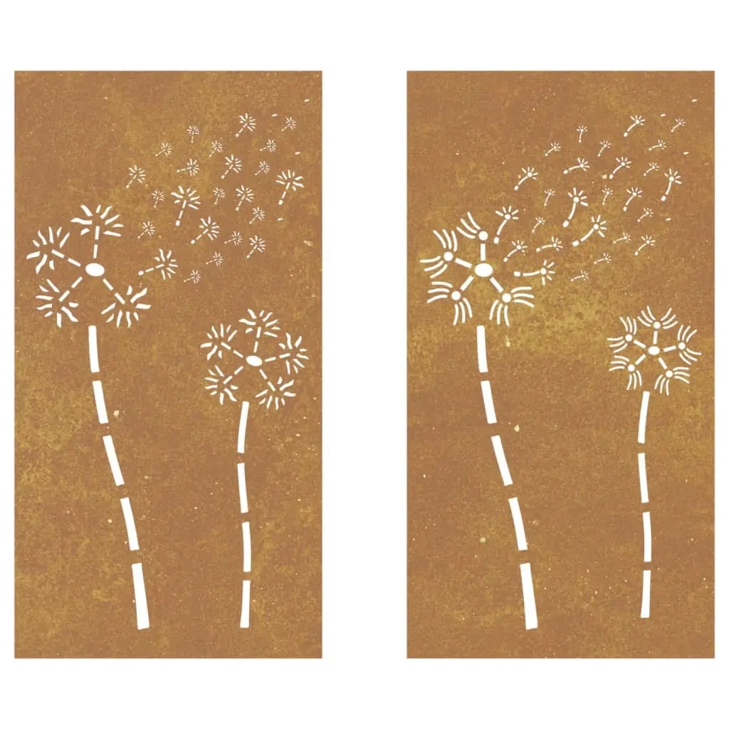 Garden Wall Decorations 2pcs 105x55cm Corten Steel Flower Design Price
