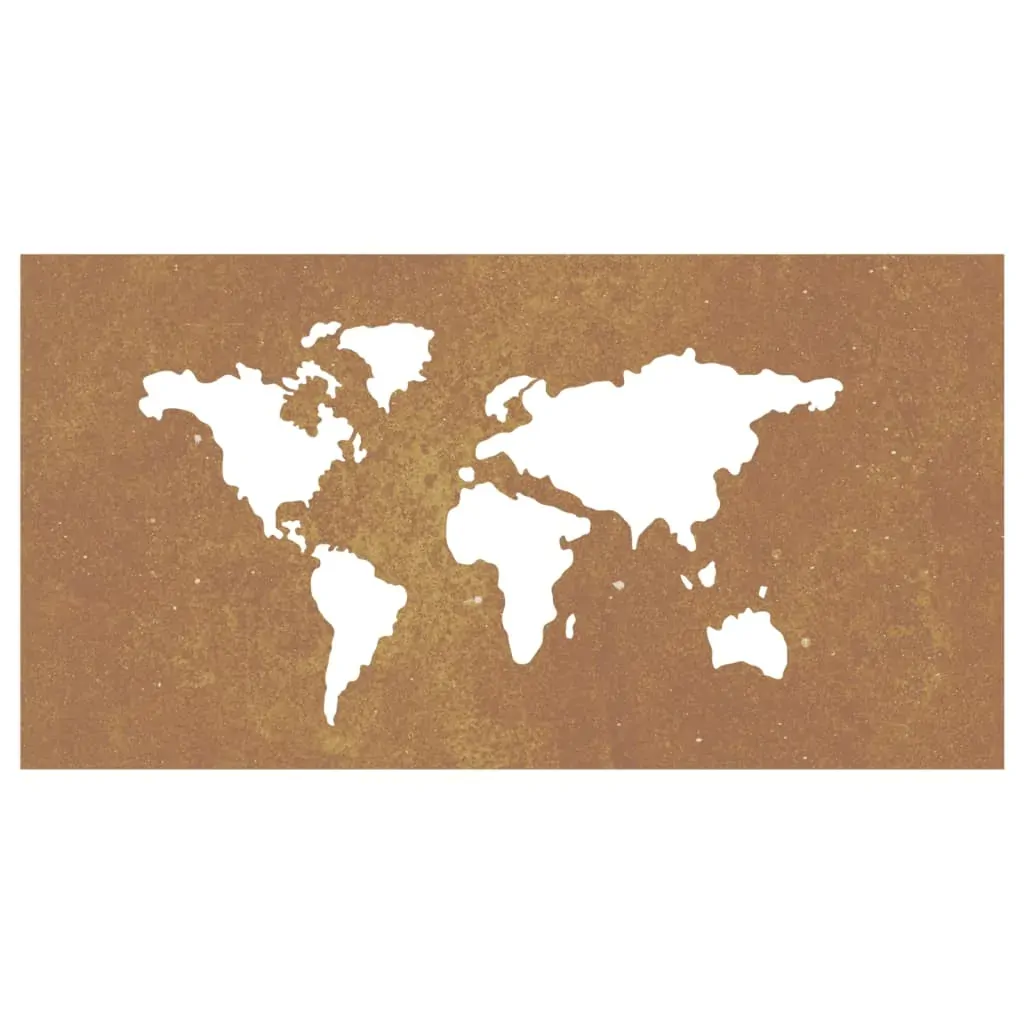 Garden Wall Decoration 105x55 cm Corten Steel World Map Design Price
