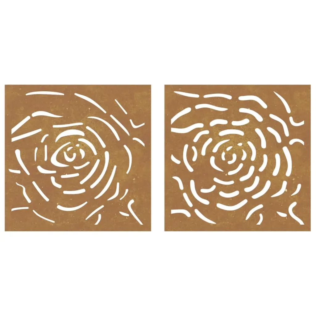 Garden Wall Decorations 2 pcs 55x55 cm Corten Steel Rose Design Price