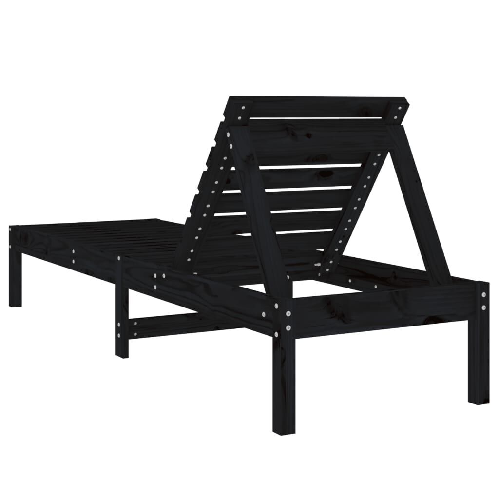 Sun Lounger Black 199.5x60x74 cm Solid Wood Pine Price