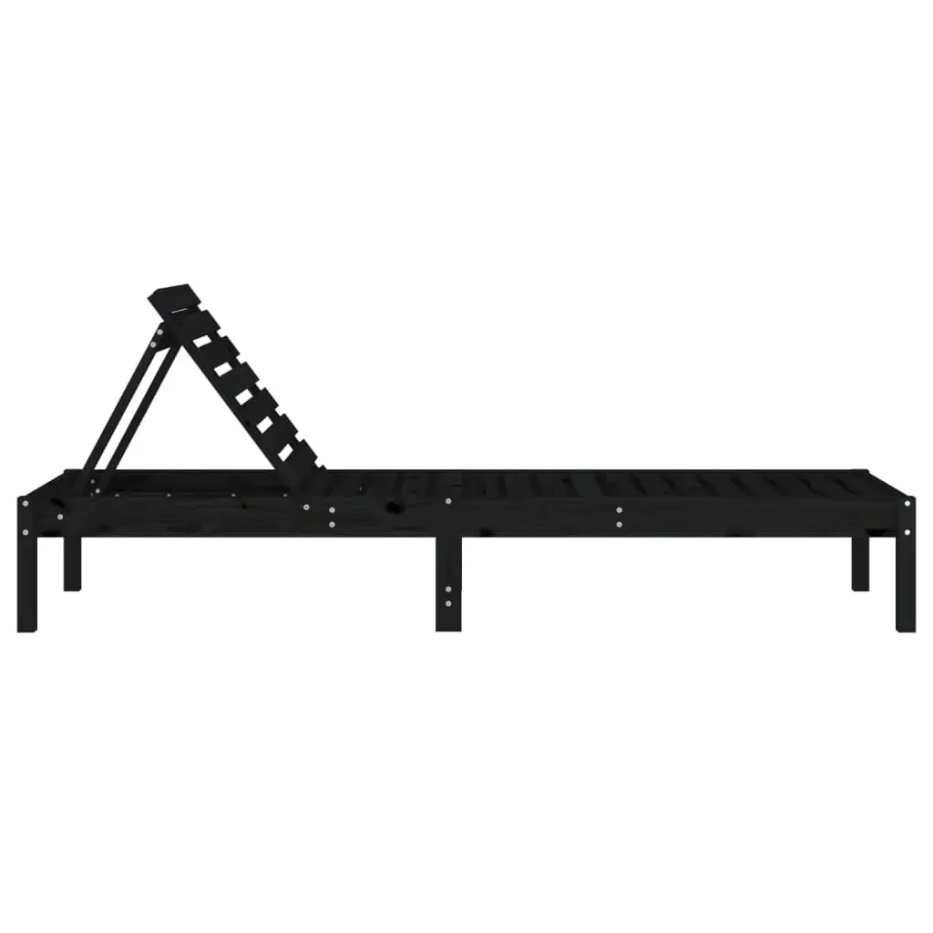 Sun Lounger Black 199.5x60x74 cm Solid Wood Pine Price