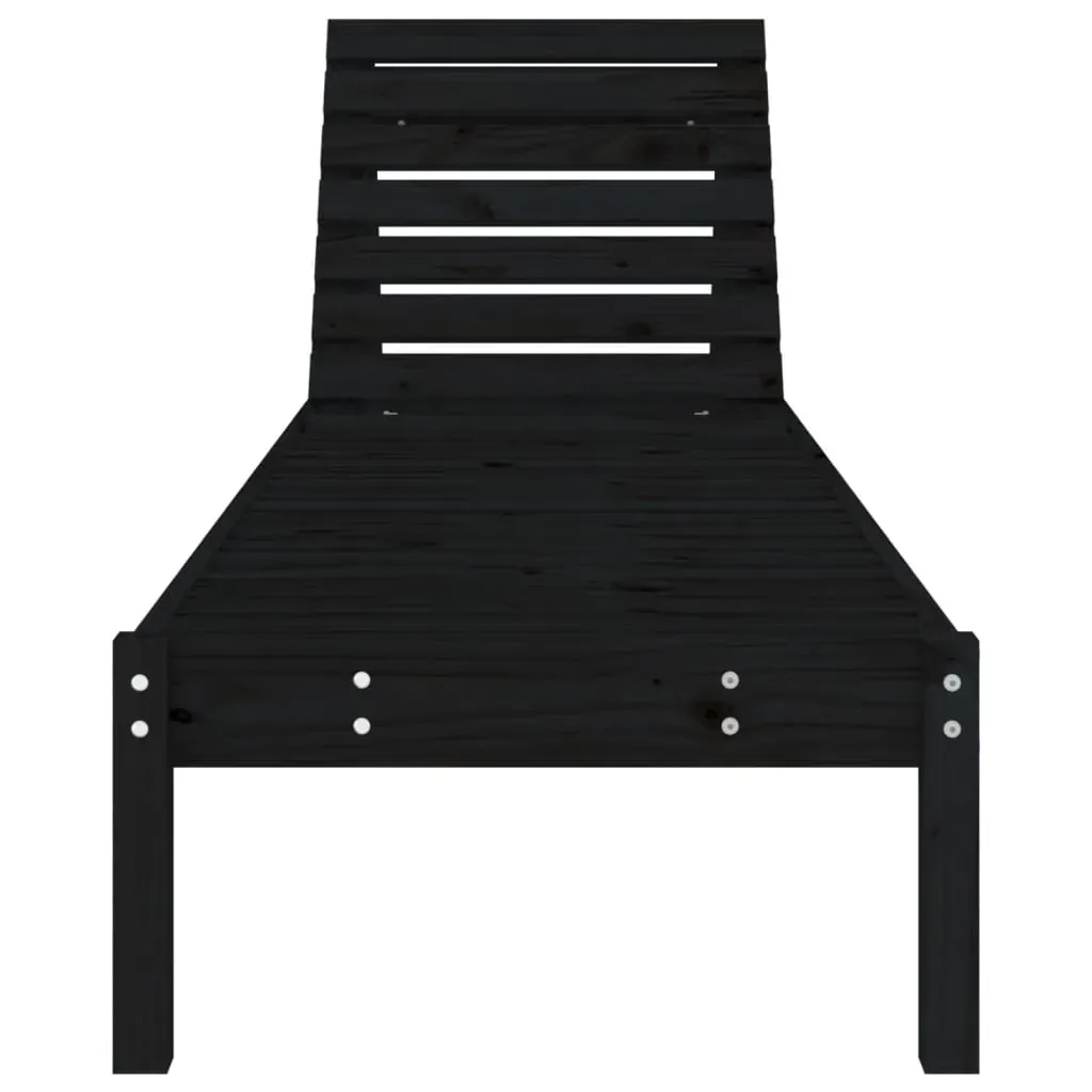 Sun Loungers 2 pcs Black 199.5x60x74 cm Solid Wood Pine Price