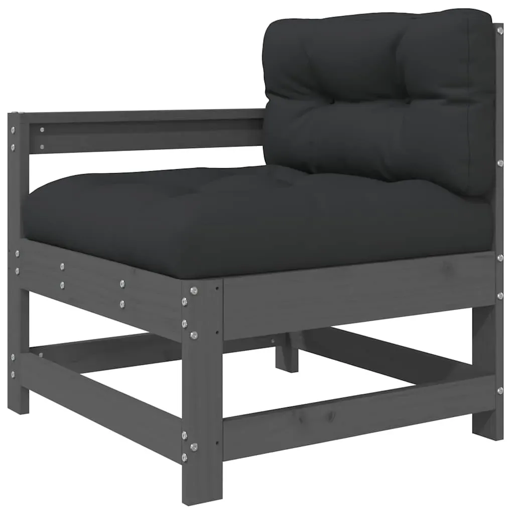 3 Piece Garden Lounge Set with Cushions Grey Solid Wood Price