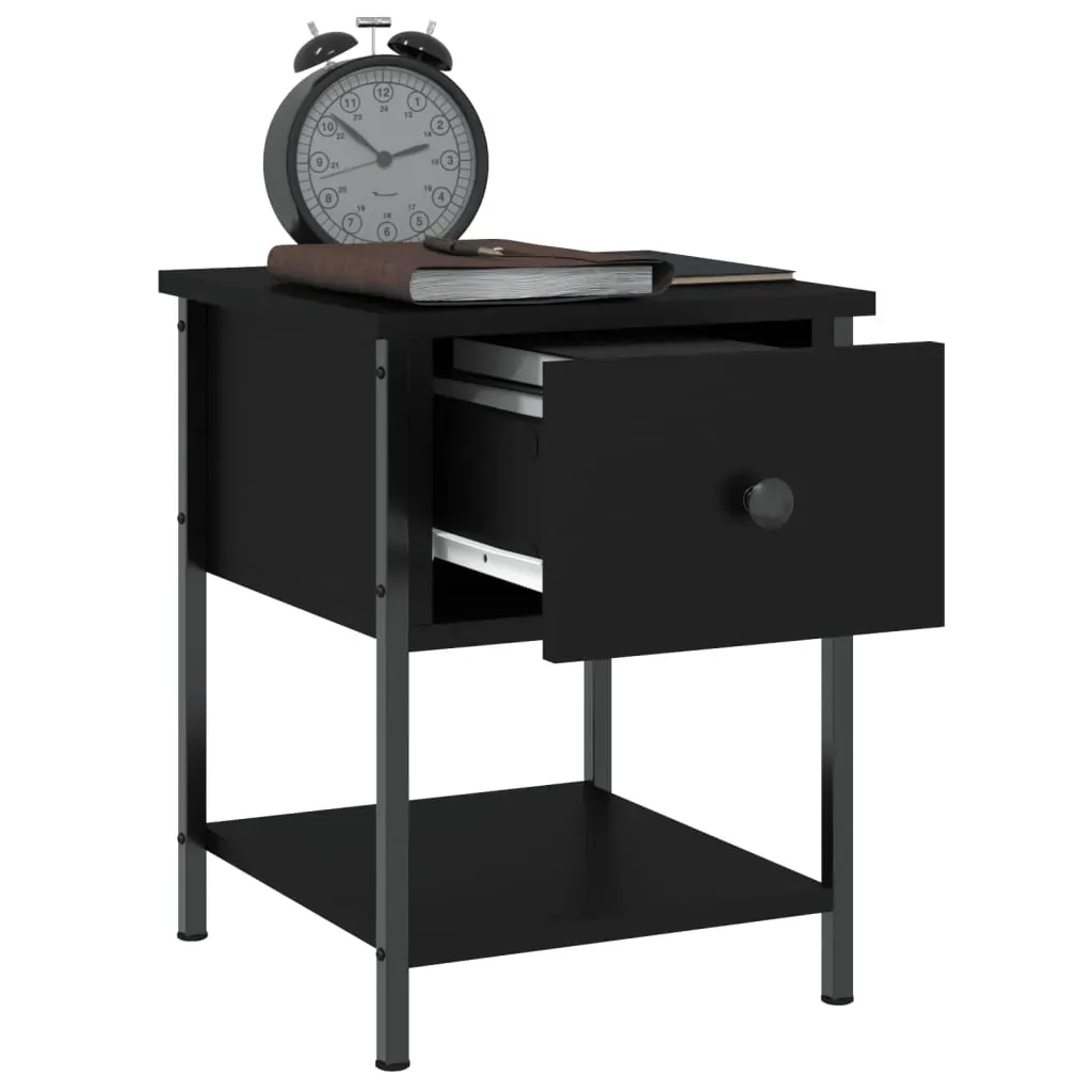 Bedside Table Black 34x35.5x45 cm Engineered Wood Price