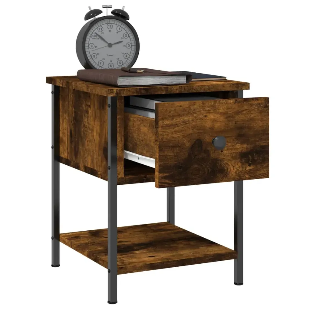 Bedside Table Smoked Oak 34x35.5x45 cm Engineered Wood Price