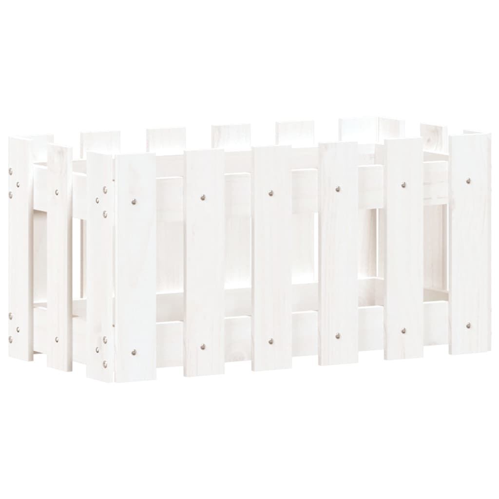 Garden Planter with Fence Design White 60x30x30 cm Solid Wood Pine Price