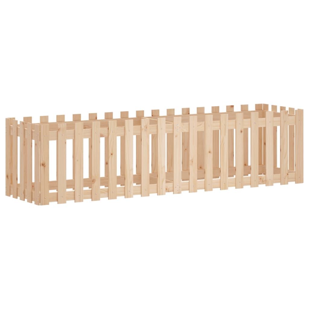 Garden Raised Bed with Fence Design 200x50x50 cm Solid Wood Pine Price