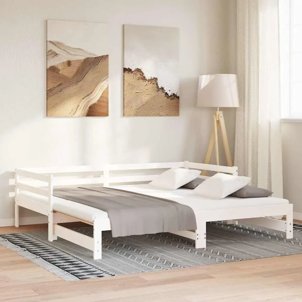Pull-out Day Bed without Mattress White 2x(90x190) cm Price