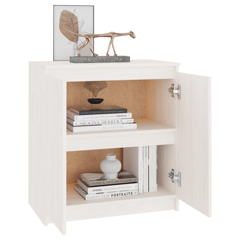 Side Cabinet White 60x36x65 cm Solid Wood Pine Price