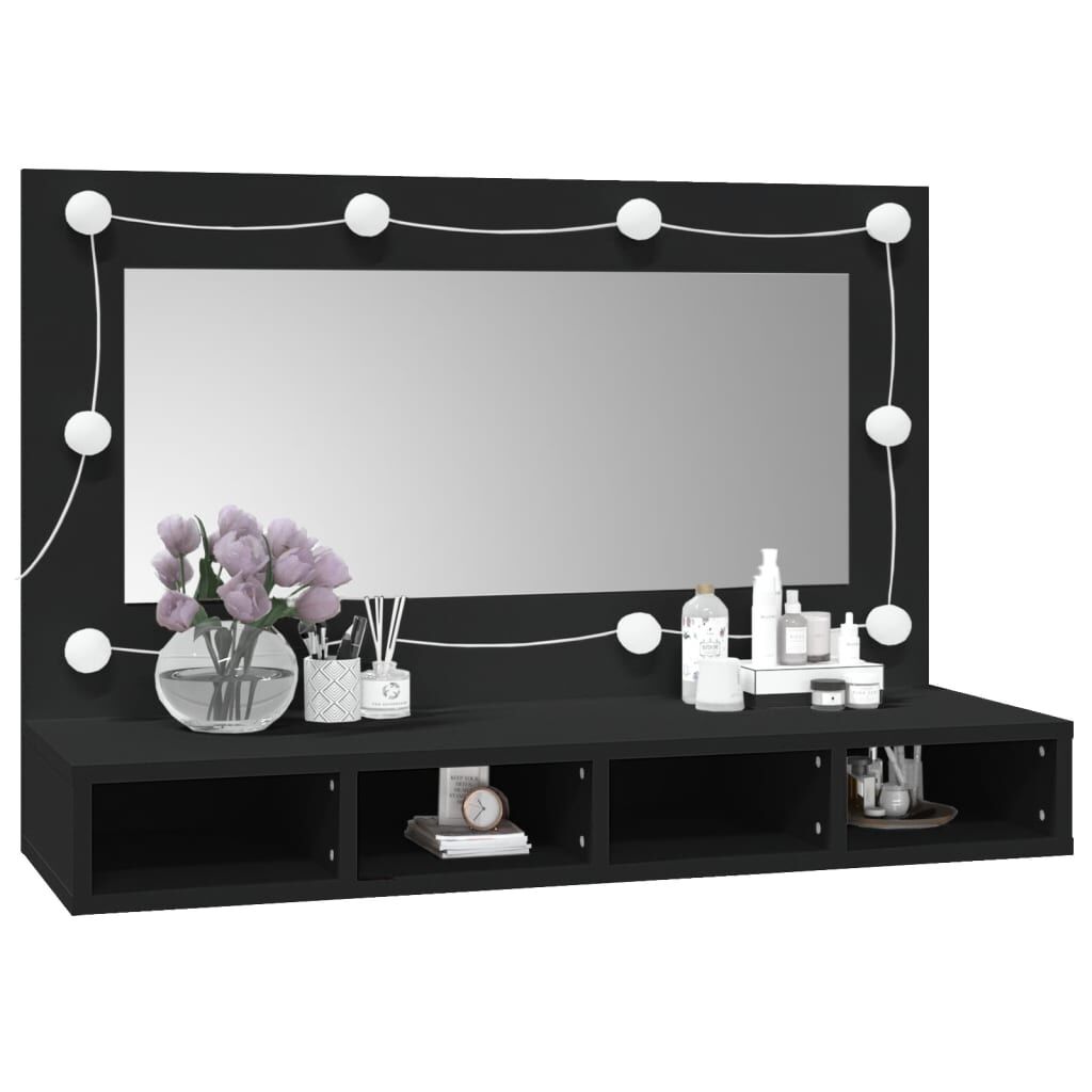 Mirror Cabinet with LED Black 90x31.5x62 cm Price