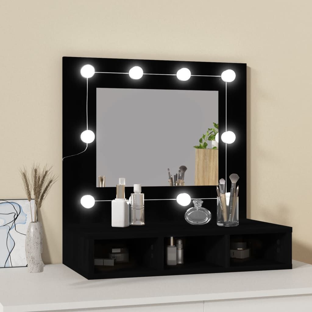 Mirror Cabinet with LED Black 60x31.5x62 cm Price