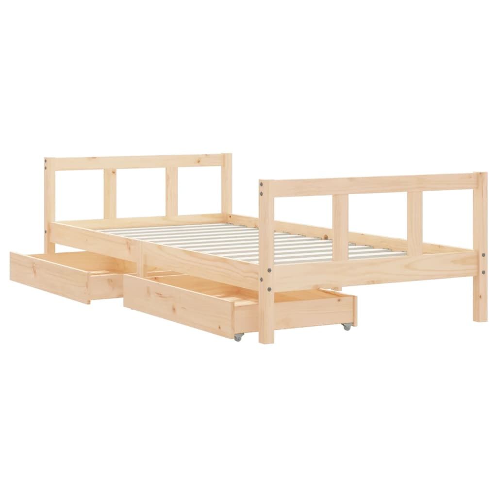 Kids Bed Frame with Drawers 90x190 cm Solid Wood Pine Price