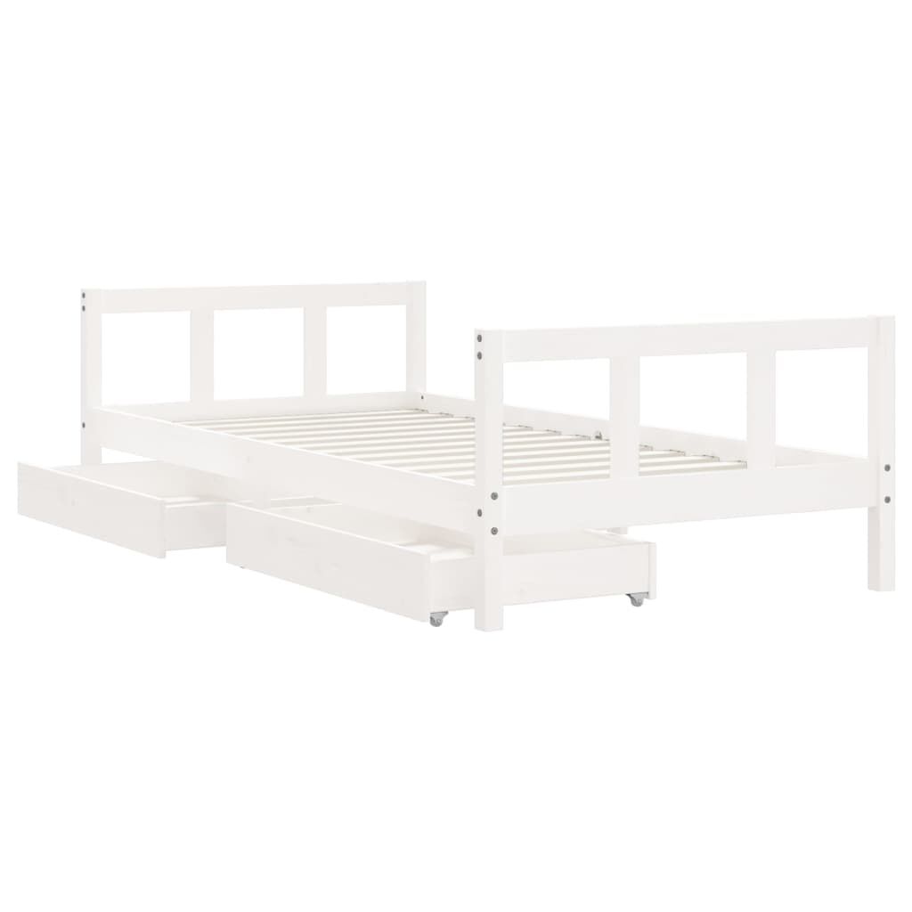 Kids Bed Frame with Drawers White 90x190 cm Solid Wood Pine Price