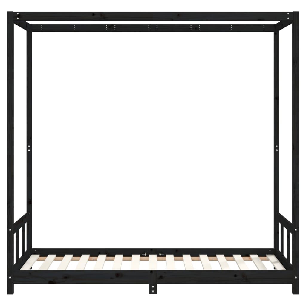 Kids Bed Frame Black 90x190 cm Solid Wood Pine Price