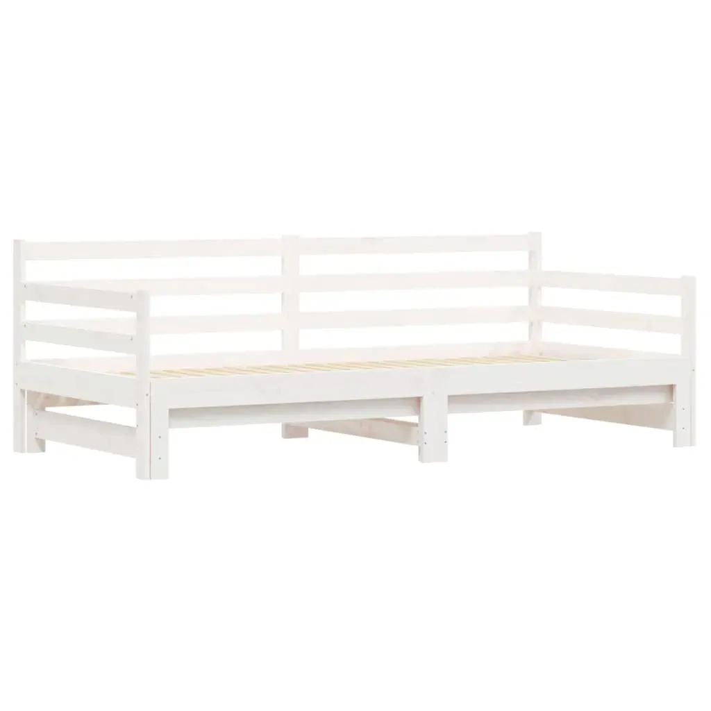 Daybed with Trundle without Mattress White 90x190 cm Solid Wood Price